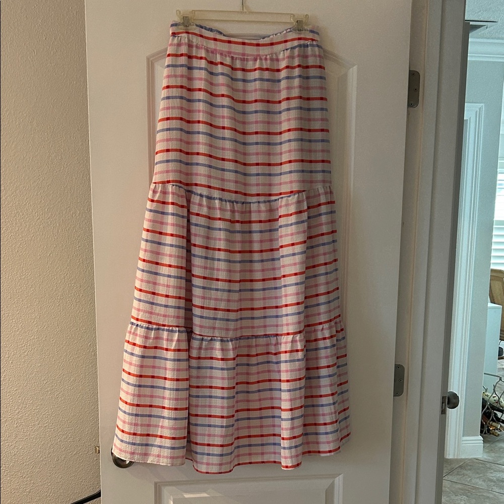 Striped Maxi Skirt in Red, Pink and Blue